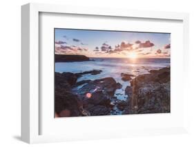 Rocky Coast at Treyarnon Bay at Sunset, Cornwall, England, United Kingdom, Europe-Matthew-Framed Photographic Print