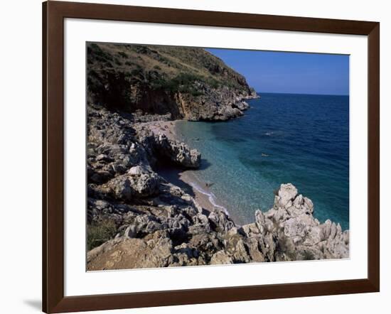 Rocky Coast, Island of Sicily, Italy, Mediterranean-Julian Pottage-Framed Photographic Print