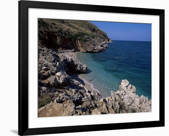 Rocky Coast, Island of Sicily, Italy, Mediterranean-Julian Pottage-Framed Photographic Print