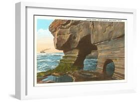 Rocky Coast, Ocean Beach, San Diego, California-null-Framed Art Print