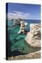 Rocky Coast with Stone Pillars, the Mediterranean Sea, Apulia, Italy-Markus Lange-Stretched Canvas