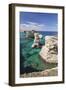 Rocky Coast with Stone Pillars, the Mediterranean Sea, Apulia, Italy-Markus Lange-Framed Photographic Print