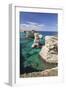 Rocky Coast with Stone Pillars, the Mediterranean Sea, Apulia, Italy-Markus Lange-Framed Photographic Print