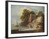 ''Rocky Coastal Scene with Ruined Castle, Boats and Fishermen', 1780-1781 (1946)-Thomas Gainsborough-Framed Giclee Print