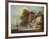 ''Rocky Coastal Scene with Ruined Castle, Boats and Fishermen', 1780-1781 (1946)-Thomas Gainsborough-Framed Giclee Print