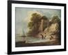 ''Rocky Coastal Scene with Ruined Castle, Boats and Fishermen', 1780-1781 (1946)-Thomas Gainsborough-Framed Giclee Print