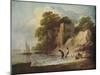 ''Rocky Coastal Scene with Ruined Castle, Boats and Fishermen', 1780-1781 (1946)-Thomas Gainsborough-Mounted Giclee Print