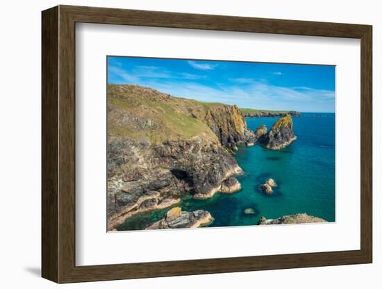 Rocky coastal scenery at Kynance Cove on the Lizard Peninsula in Cornwall, England-Andrew Michael-Framed Photographic Print