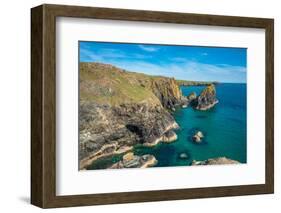 Rocky coastal scenery at Kynance Cove on the Lizard Peninsula in Cornwall, England-Andrew Michael-Framed Photographic Print