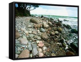 Rocky Coastline and Rainbow, Jasmund National Park, Island of Ruegen, Germany-Christian Ziegler-Framed Stretched Canvas