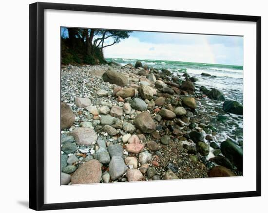 Rocky Coastline and Rainbow, Jasmund National Park, Island of Ruegen, Germany-Christian Ziegler-Framed Photographic Print