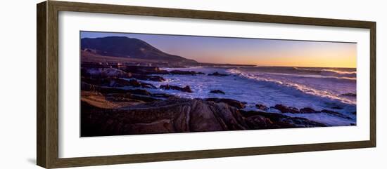 Rocky coastline at sunset, Montana de Oro State Park, Morro Bay, California, USA-null-Framed Photographic Print