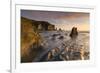 Rocky cove in golden evening light, Bantham Beach, South Hams, Devon, UK.-Adam Burton-Framed Photographic Print