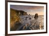 Rocky cove in golden evening light, Bantham Beach, South Hams, Devon, UK.-Adam Burton-Framed Photographic Print