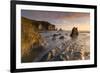 Rocky cove in golden evening light, Bantham Beach, South Hams, Devon, UK.-Adam Burton-Framed Photographic Print