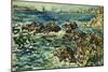 Rocky Cove with Village and Sketch of Rocks-Maurice Brazil Prendergast-Mounted Giclee Print