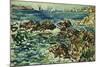 Rocky Cove with Village and Sketch of Rocks-Maurice Brazil Prendergast-Mounted Giclee Print