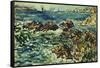Rocky Cove with Village and Sketch of Rocks-Maurice Brazil Prendergast-Framed Stretched Canvas