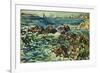 Rocky Cove with Village and Sketch of Rocks-Maurice Brazil Prendergast-Framed Giclee Print