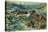 Rocky Cove with Village and Sketch of Rocks-Maurice Brazil Prendergast-Stretched Canvas