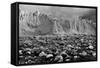 Rocky Glacier Beach Patagonia Argentina B/W-null-Framed Stretched Canvas