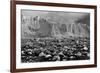 Rocky Glacier Beach Patagonia Argentina B/W-null-Framed Photo