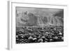 Rocky Glacier Beach Patagonia Argentina B/W-null-Framed Photo