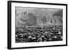 Rocky Glacier Beach Patagonia Argentina B/W-null-Framed Photo