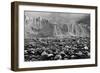 Rocky Glacier Beach Patagonia Argentina B/W-null-Framed Photo