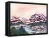 Rocky Hills and water.-Neela Pushparaj-Framed Stretched Canvas