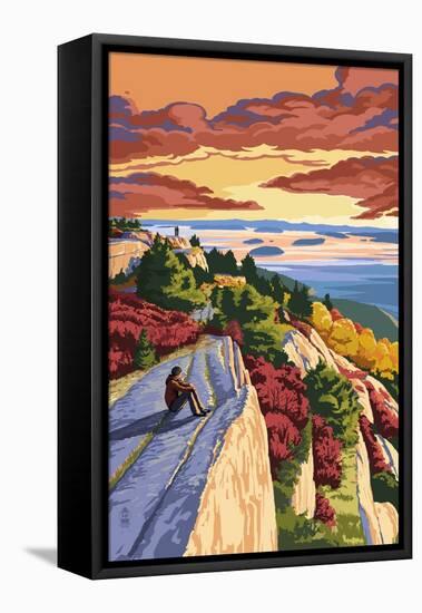 Rocky Hillside Viewpoint-Lantern Press-Framed Stretched Canvas