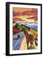 Rocky Hillside Viewpoint-Lantern Press-Framed Art Print