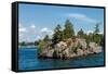 Rocky island on Saint Lawrence River in Ontario, Canada-null-Framed Stretched Canvas