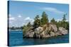 Rocky island on Saint Lawrence River in Ontario, Canada-null-Stretched Canvas