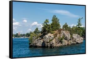 Rocky island on Saint Lawrence River in Ontario, Canada-null-Framed Stretched Canvas