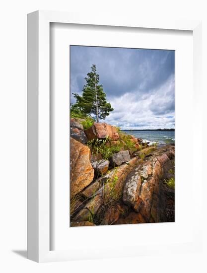 Rocky Lake Shore of Georgian Bay in Killbear Provincial Park near Parry Sound, Ontario, Canada.-elenathewise-Framed Photographic Print