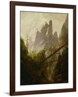 Rocky landscape in the Elbsandsteingebirge, 1822 / 23. Canvas, 97 x 74 cm Inv. 2589.-Caspar David Friedrich-Framed Giclee Print