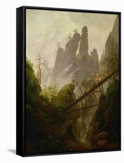 Rocky landscape in the Elbsandsteingebirge, 1822 / 23. Canvas, 97 x 74 cm Inv. 2589.-Caspar David Friedrich-Framed Stretched Canvas