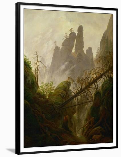 Rocky landscape in the Elbsandsteingebirge, 1822 / 23. Canvas, 97 x 74 cm Inv. 2589.-Caspar David Friedrich-Framed Premium Giclee Print