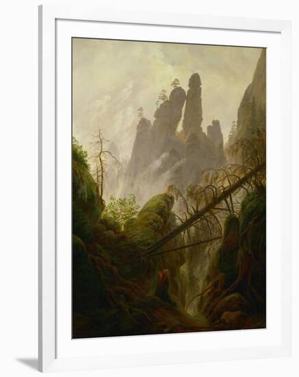 Rocky landscape in the Elbsandsteingebirge, 1822 / 23. Canvas, 97 x 74 cm Inv. 2589.-Caspar David Friedrich-Framed Giclee Print
