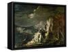Rocky Landscape with a Huntsman and Warriors-Salvator Rosa-Framed Stretched Canvas