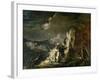 Rocky Landscape with a Huntsman and Warriors-Salvator Rosa-Framed Giclee Print