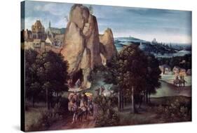 ROCKY LANDSCAPE WITH CARAVAN OF CAMELS AND SAINT JERONIMO PENITENT-JOACHIM PATINIR-Stretched Canvas