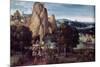 ROCKY LANDSCAPE WITH CARAVAN OF CAMELS AND SAINT JERONIMO PENITENT-JOACHIM PATINIR-Mounted Poster