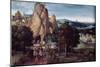 ROCKY LANDSCAPE WITH CARAVAN OF CAMELS AND SAINT JERONIMO PENITENT-JOACHIM PATINIR-Mounted Premium Giclee Print