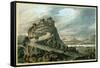 Rocky Landscape with Castle-Robert Adam-Framed Stretched Canvas