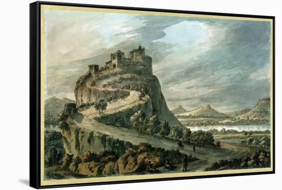 Rocky Landscape with Castle-Robert Adam-Framed Stretched Canvas