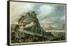 Rocky Landscape with Castle-Robert Adam-Framed Stretched Canvas