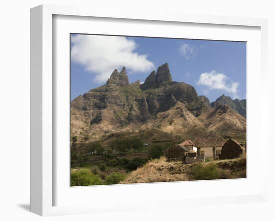 Rocky Landscape with Farm Buildings, Santiago, Cape Verde, Africa-Michael Runkel-Framed Photographic Print