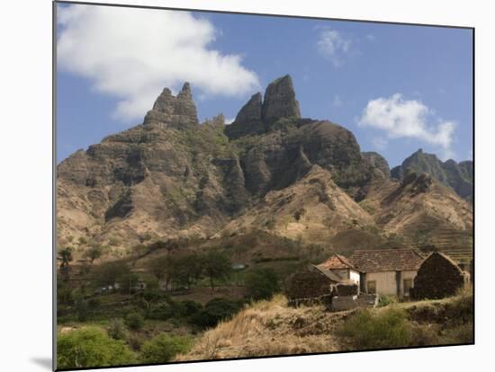 Rocky Landscape with Farm Buildings, Santiago, Cape Verde, Africa-Michael Runkel-Mounted Photographic Print